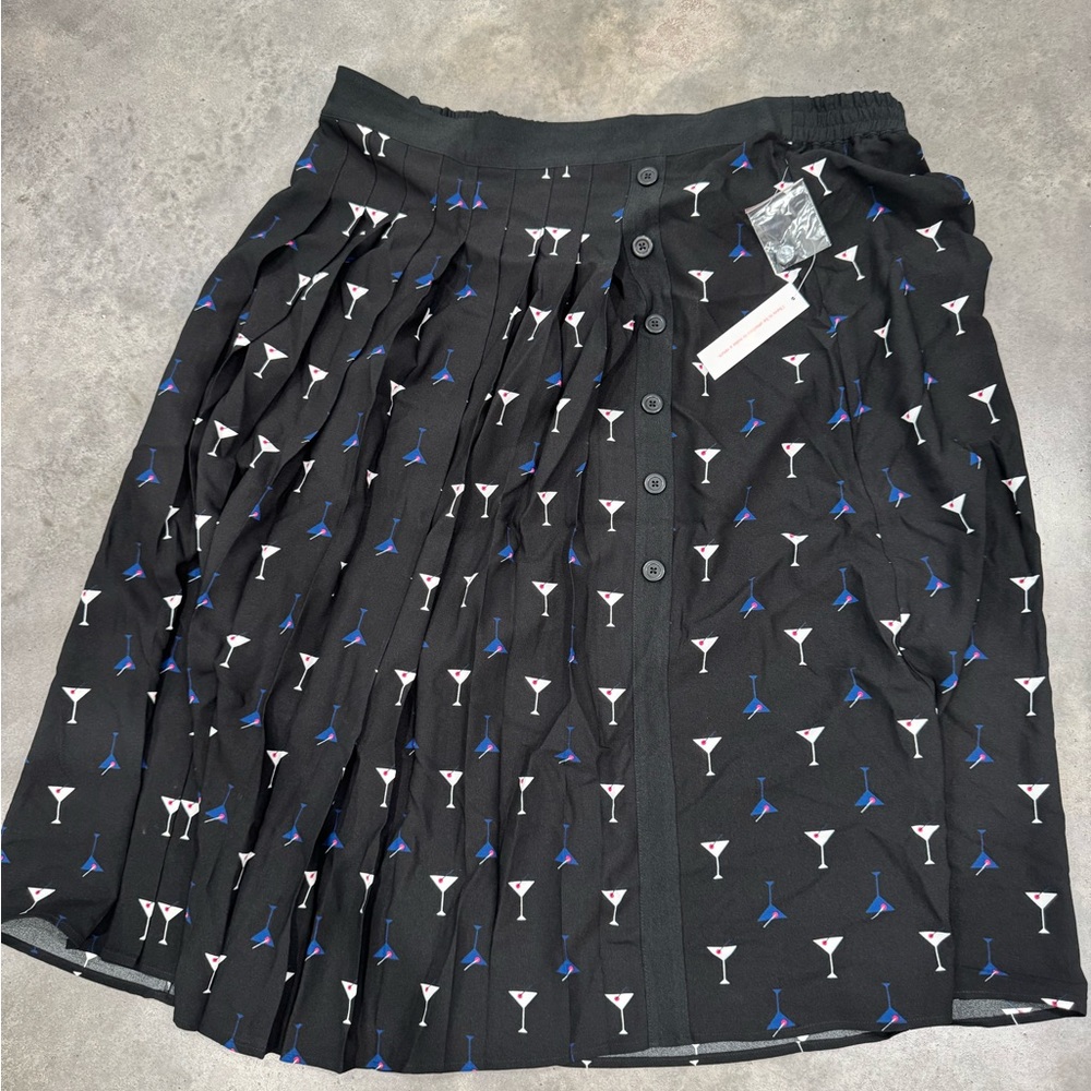 Modcloth Black A-Line Skirt with Martini Print